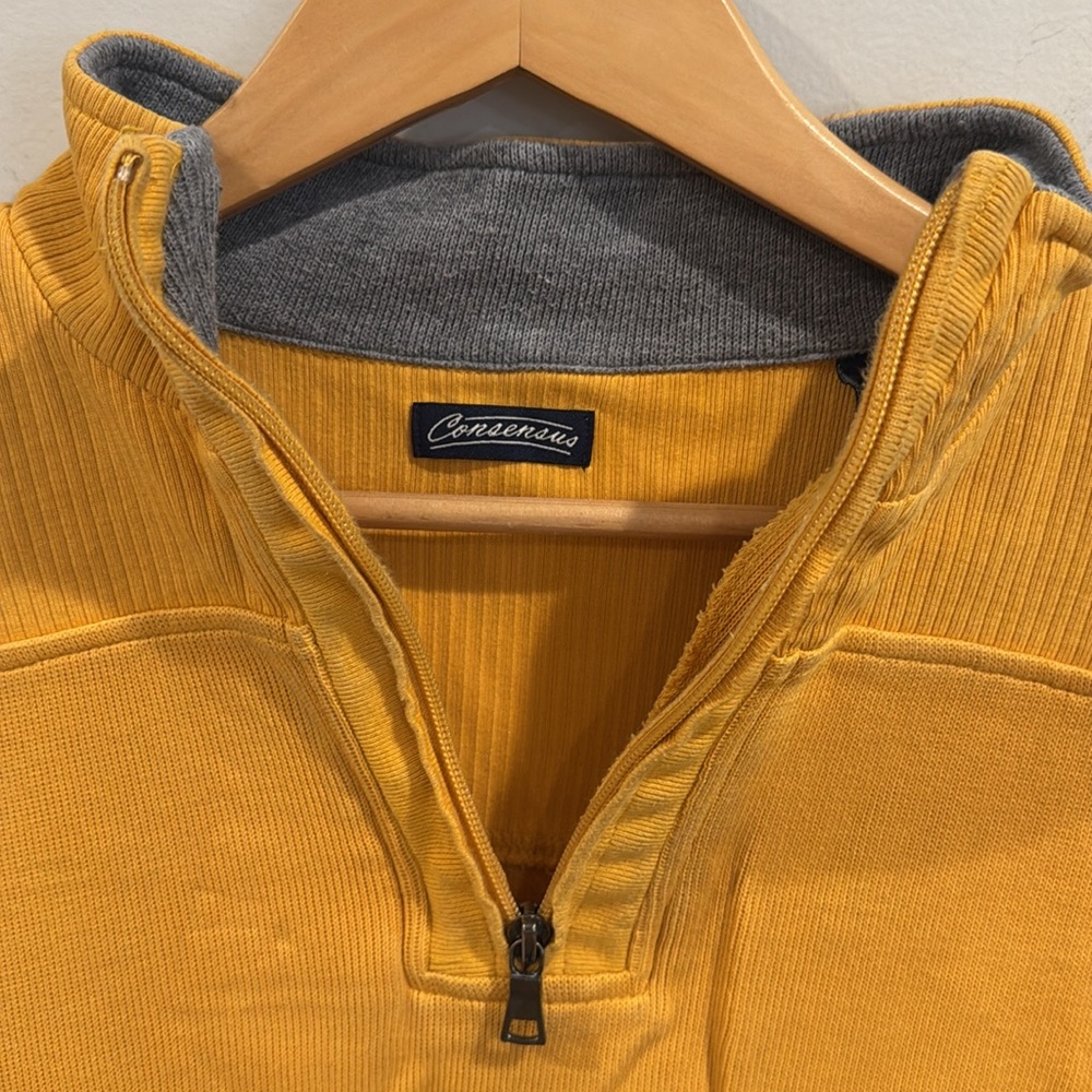 Men’s Consensus 1/4 Zip Yellow Sweater XL 100% Cotton - Picture 2 of 6